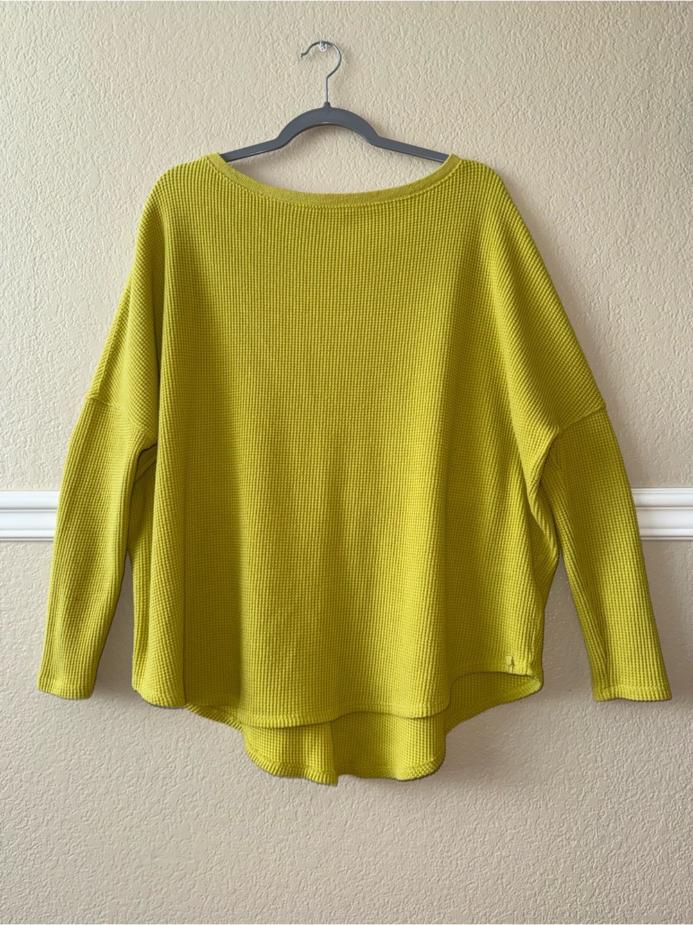 We The Free People Cotton Blend Oversized Thermal Long Sleeve Drop Shoulder S